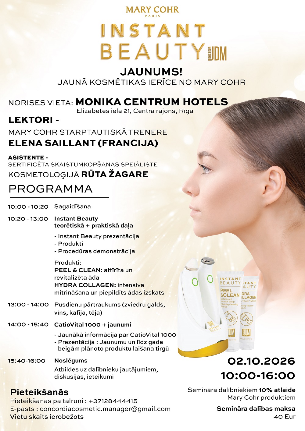 02 10 2026 mary cohr LIELAIS SEMINARS INSTANT BEAUTY izlabota programma